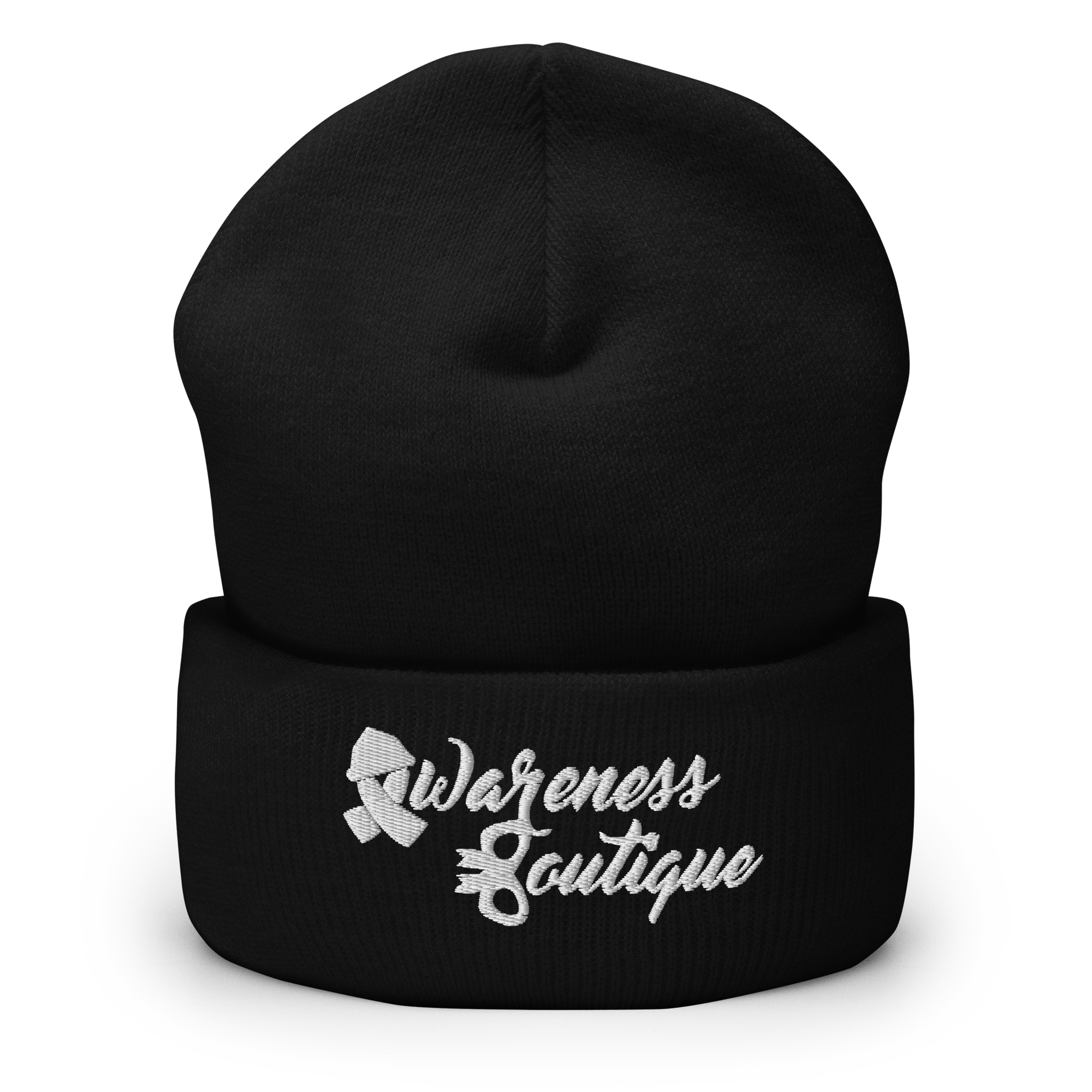 White Ribbon Cuffed Beanie - Awareness Boutique
