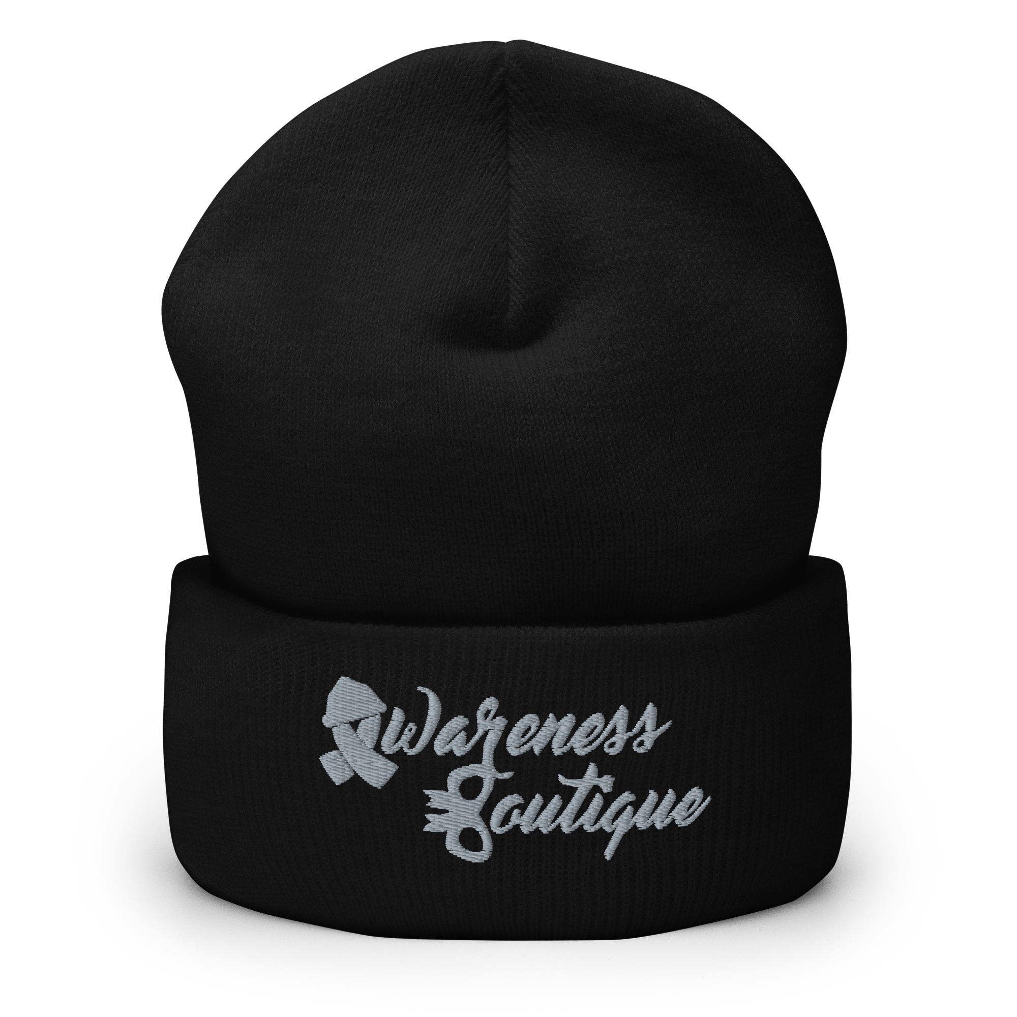 Grey Ribbon Cuffed Beanie - Awareness Boutique