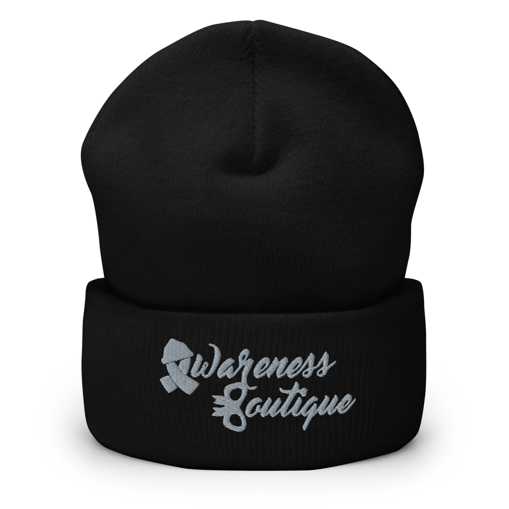 Grey Ribbon Cuffed Beanie - Awareness Boutique