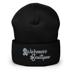 Grey Ribbon Cuffed Beanie - Awareness Boutique