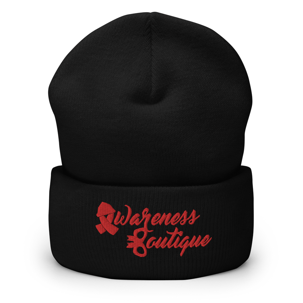 Red Ribbon Cuffed Beanie - Awareness Boutique