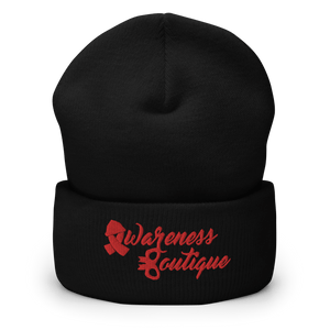 Red Ribbon Cuffed Beanie - Awareness Boutique