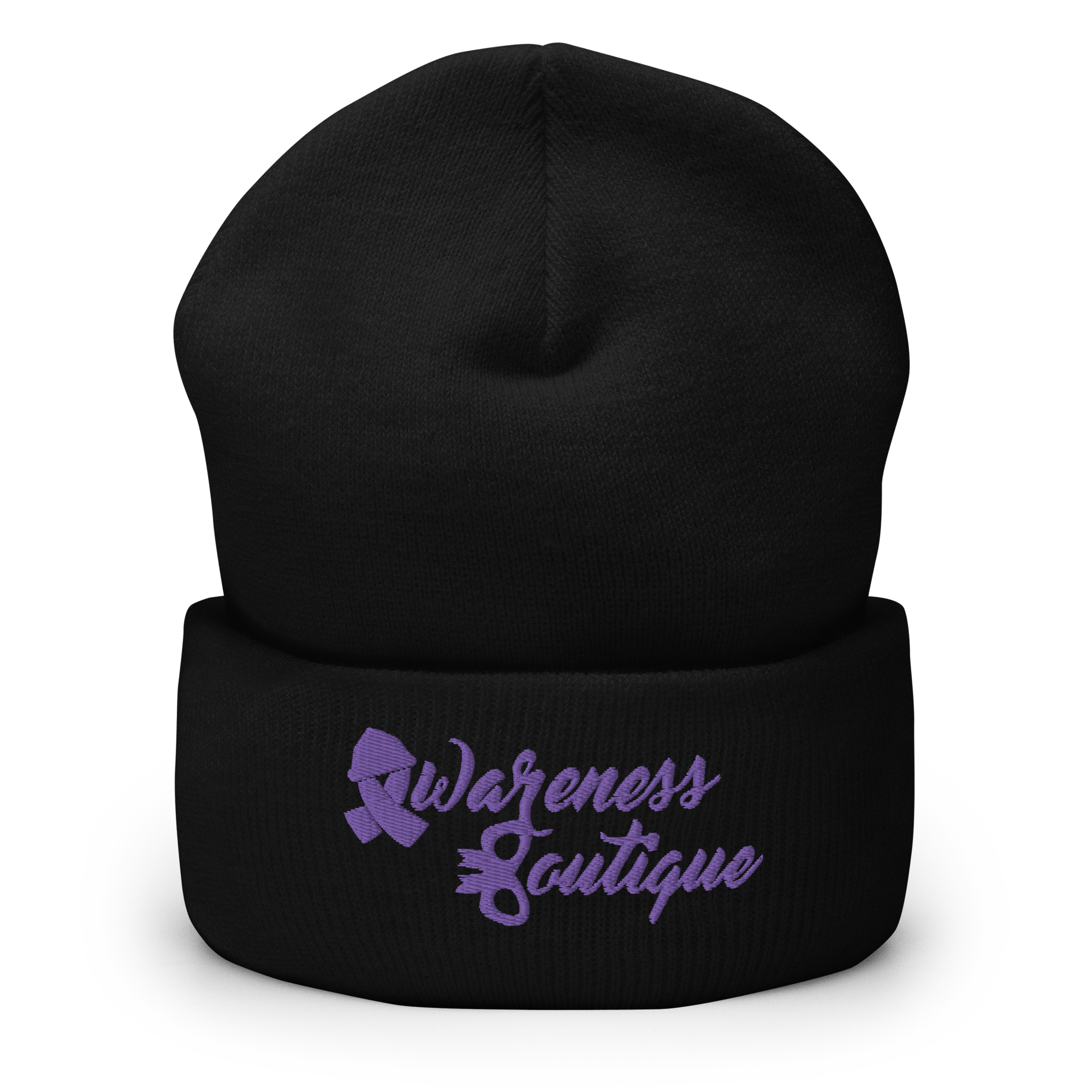 Purple Ribbon Cuffed Beanie - Awareness Boutique