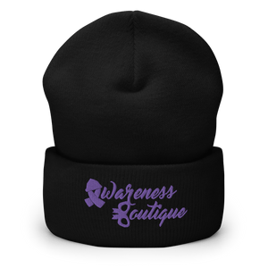 Purple Ribbon Cuffed Beanie - Awareness Boutique