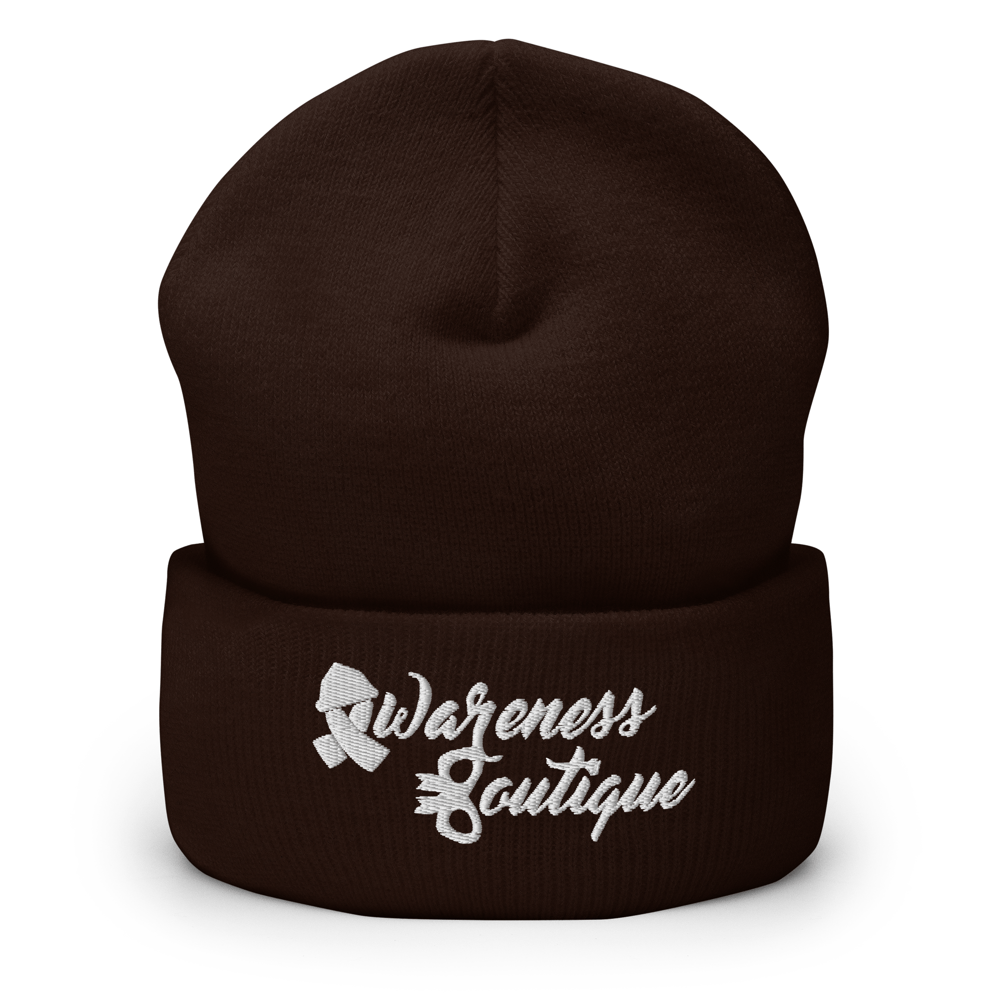 White Ribbon Cuffed Beanie - Awareness Boutique