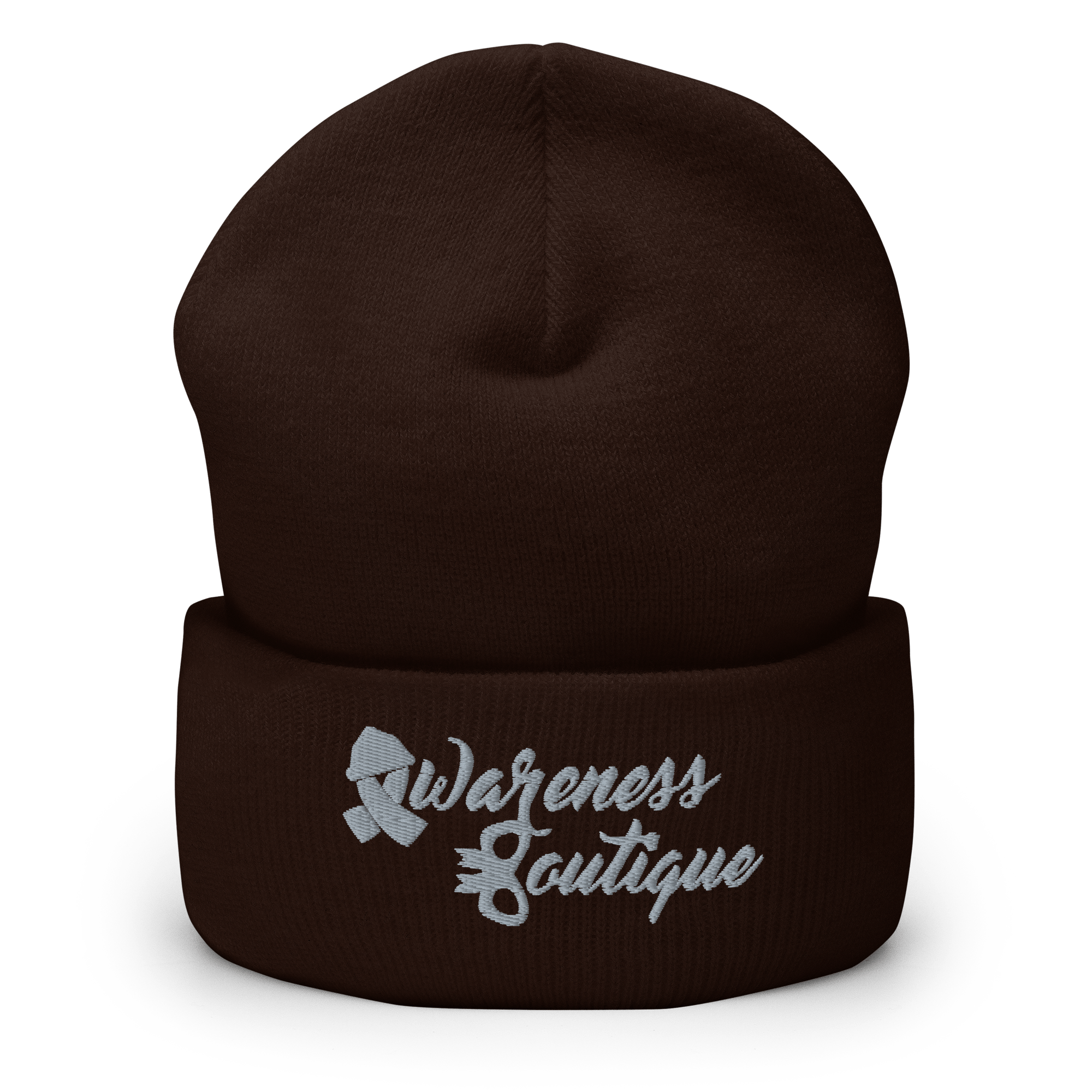 Grey Ribbon Cuffed Beanie - Awareness Boutique