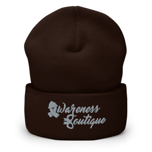 Grey Ribbon Cuffed Beanie - Awareness Boutique