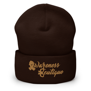 Gold Ribbon Cuffed Beanie - Awareness Boutique