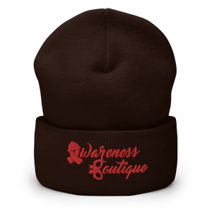 Red Ribbon Cuffed Beanie - Awareness Boutique