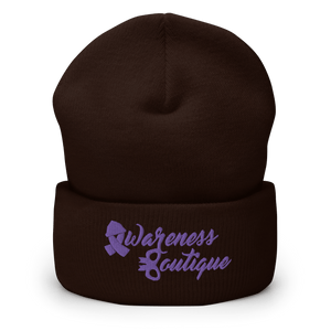 Purple Ribbon Cuffed Beanie - Awareness Boutique