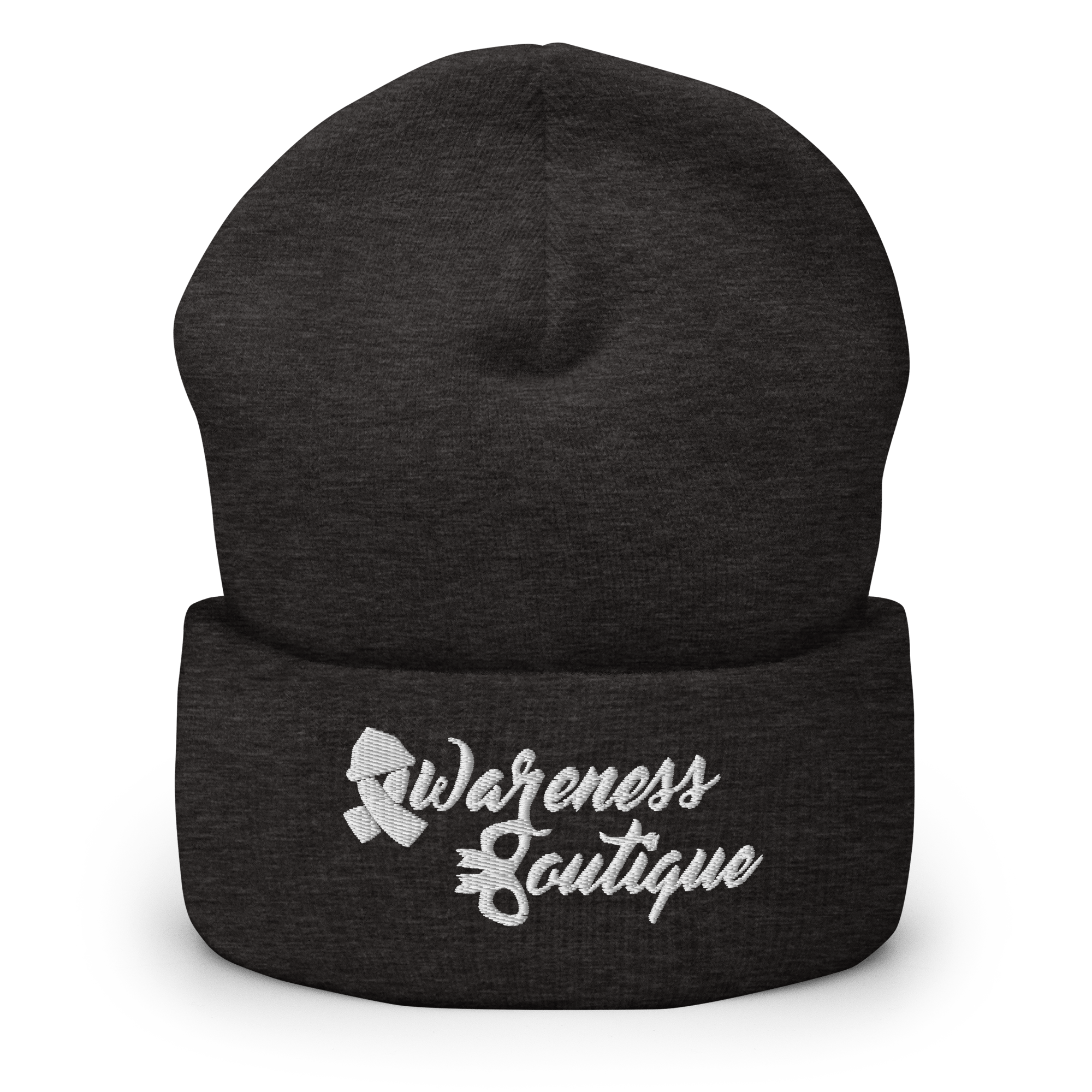 White Ribbon Cuffed Beanie - Awareness Boutique
