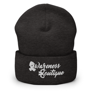 White Ribbon Cuffed Beanie - Awareness Boutique