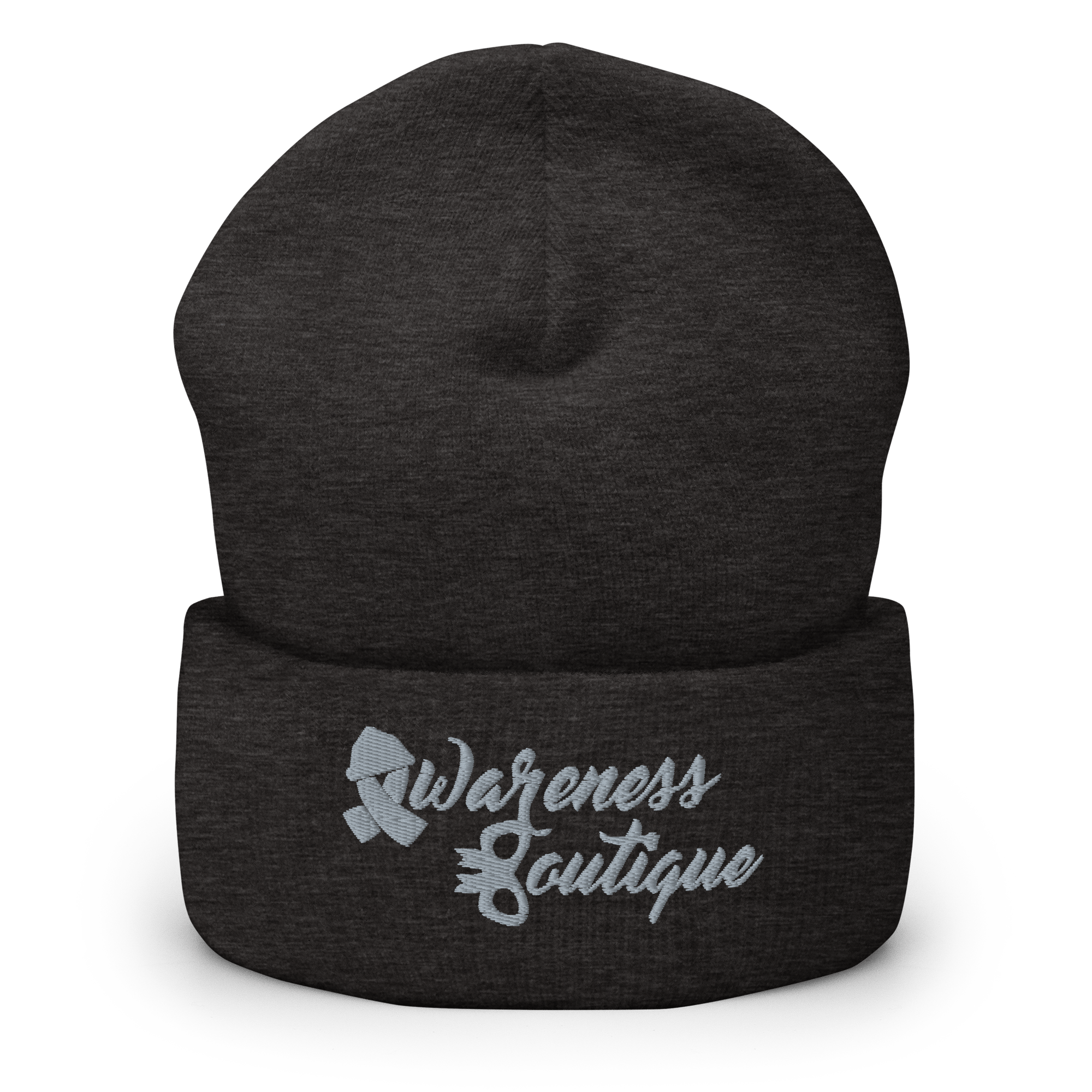 Grey Ribbon Cuffed Beanie - Awareness Boutique