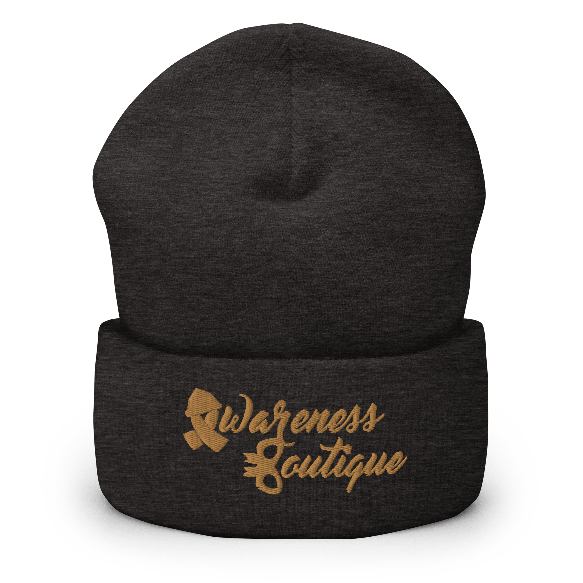 Gold Ribbon Cuffed Beanie - Awareness Boutique