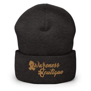 Gold Ribbon Cuffed Beanie - Awareness Boutique