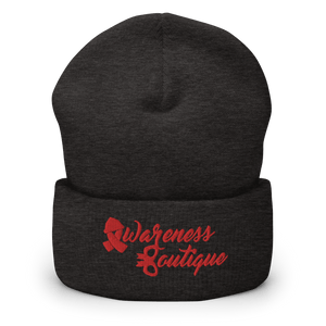 Red Ribbon Cuffed Beanie - Awareness Boutique