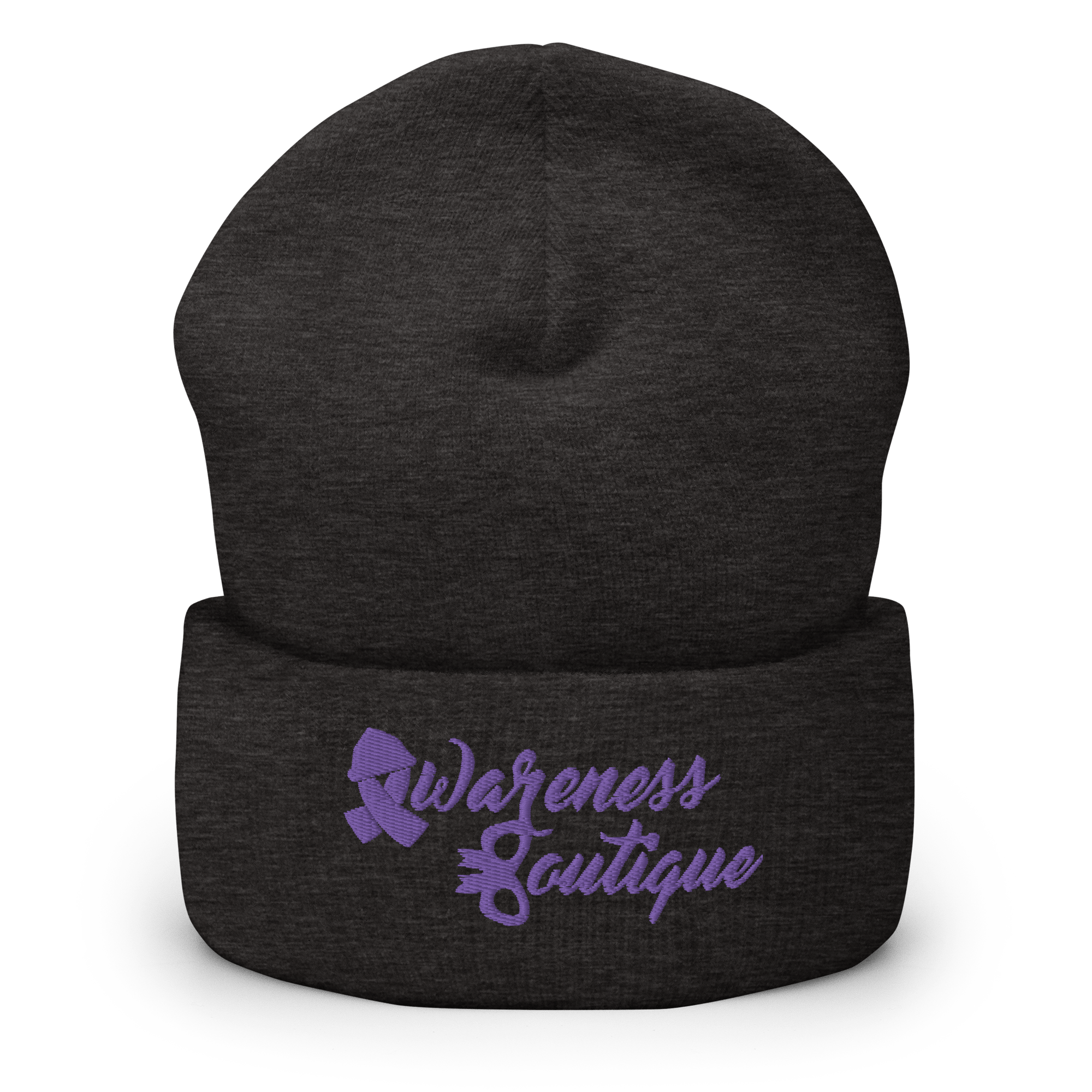 Purple Ribbon Cuffed Beanie - Awareness Boutique