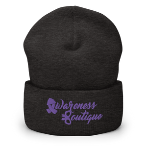 Purple Ribbon Cuffed Beanie - Awareness Boutique