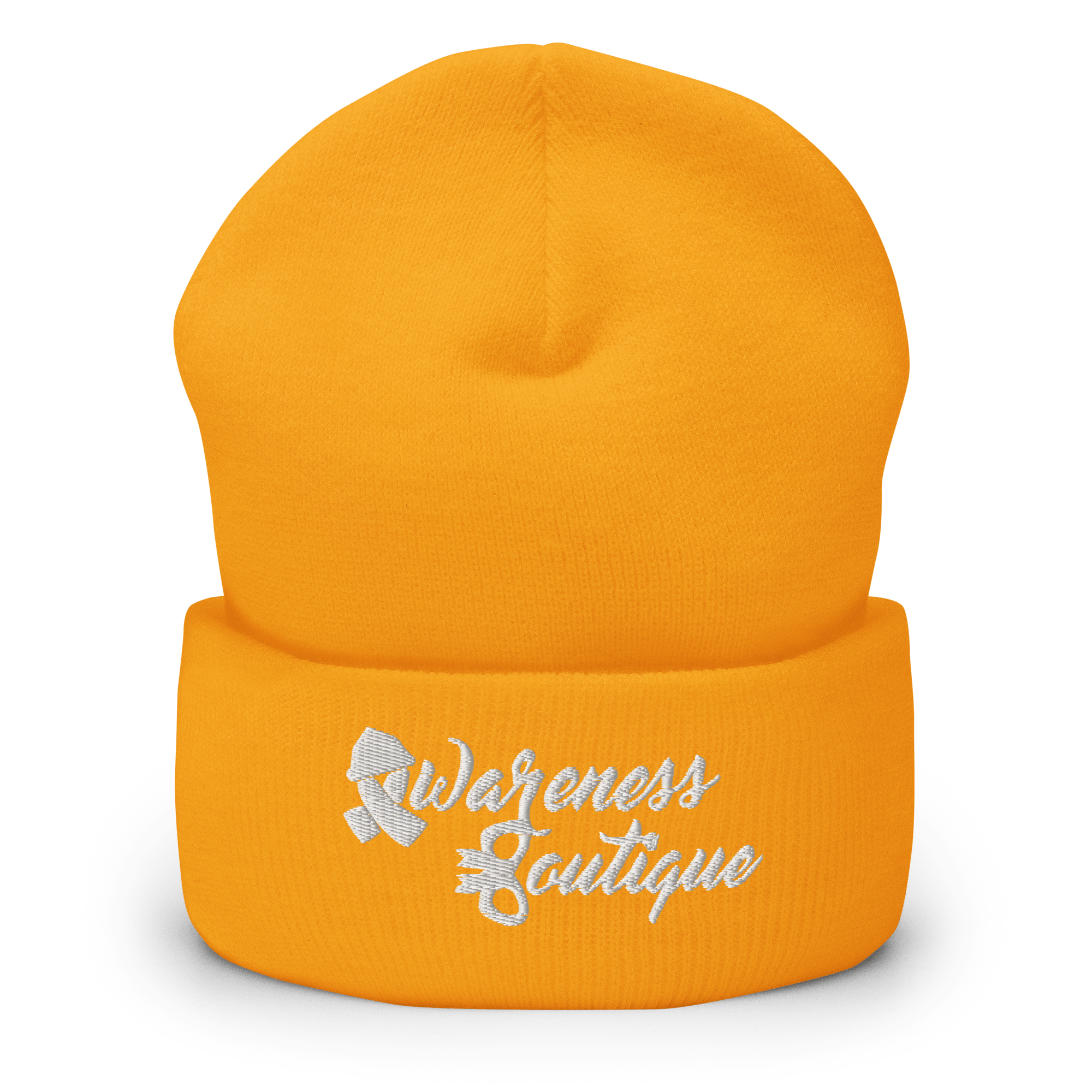 White Ribbon Cuffed Beanie - Awareness Boutique