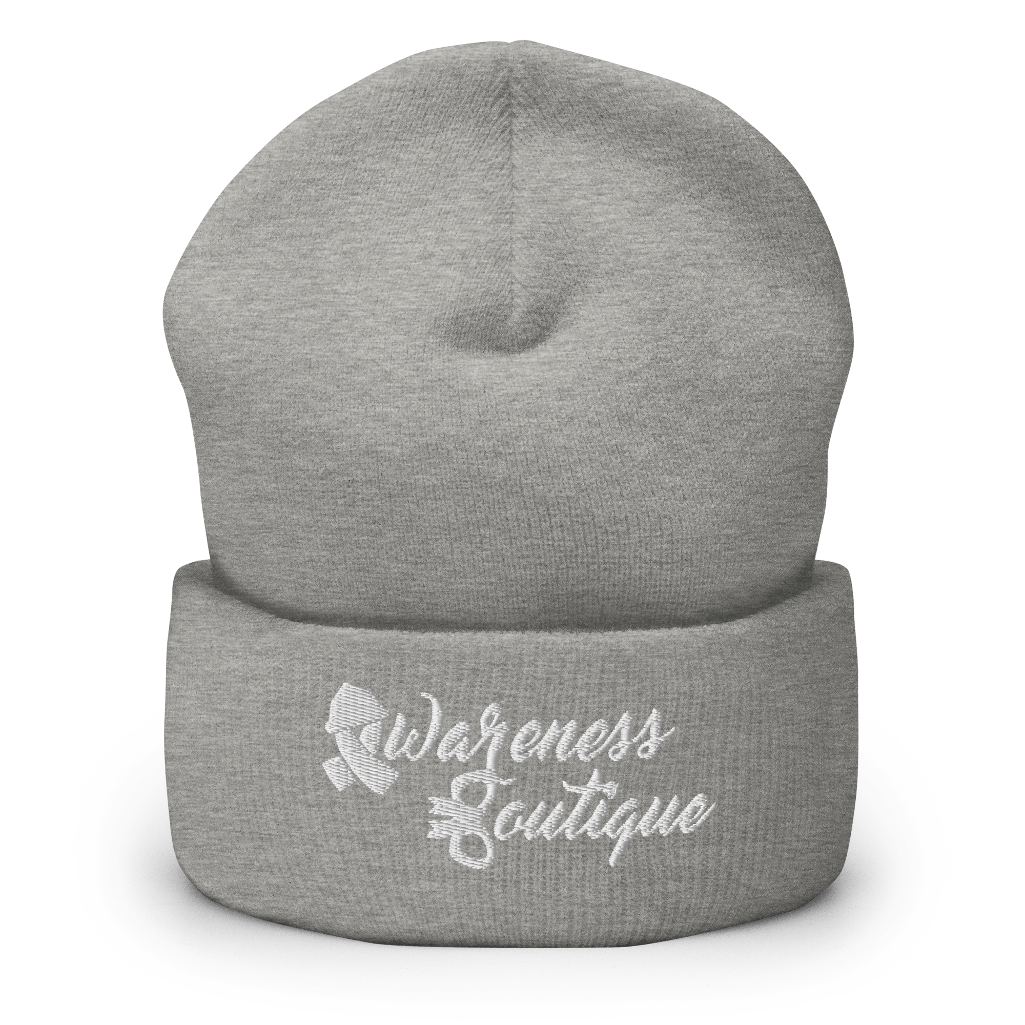 White Ribbon Cuffed Beanie - Awareness Boutique
