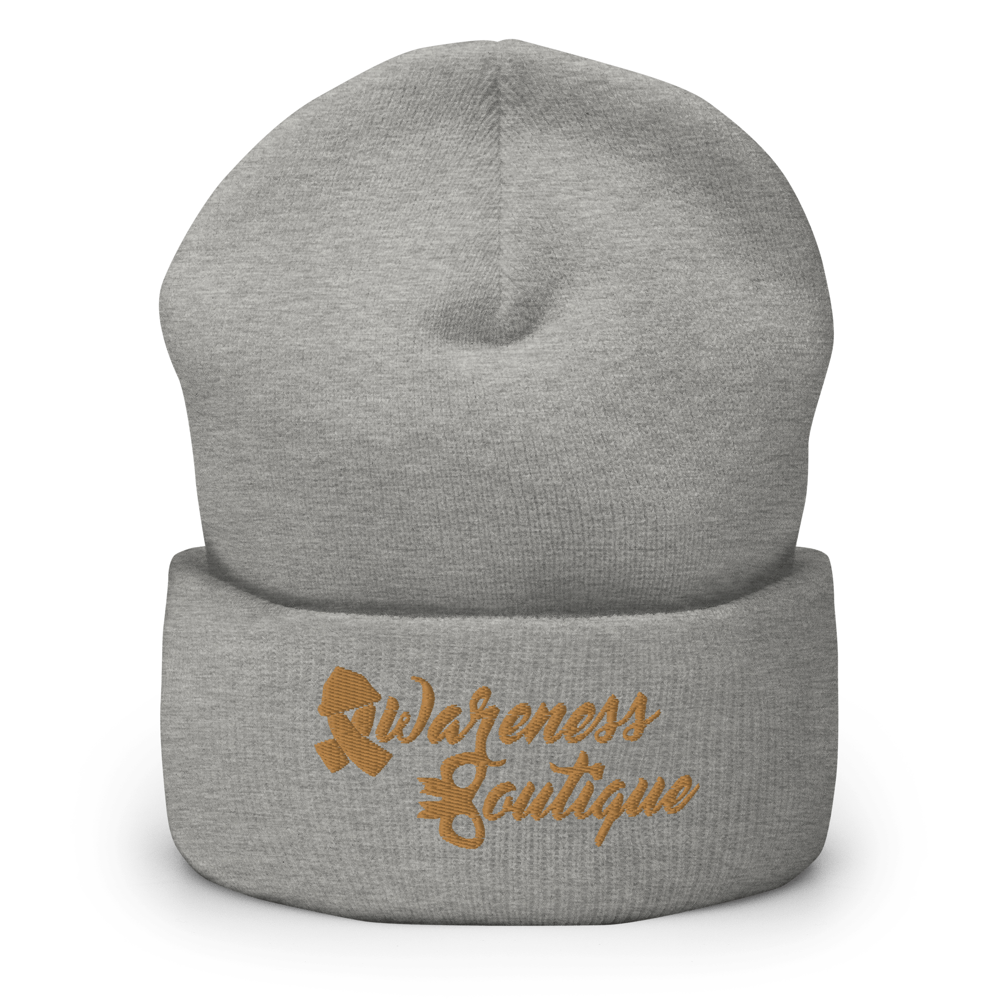 Gold Ribbon Cuffed Beanie - Awareness Boutique