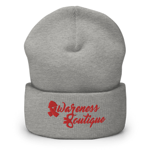 Red Ribbon Cuffed Beanie - Awareness Boutique