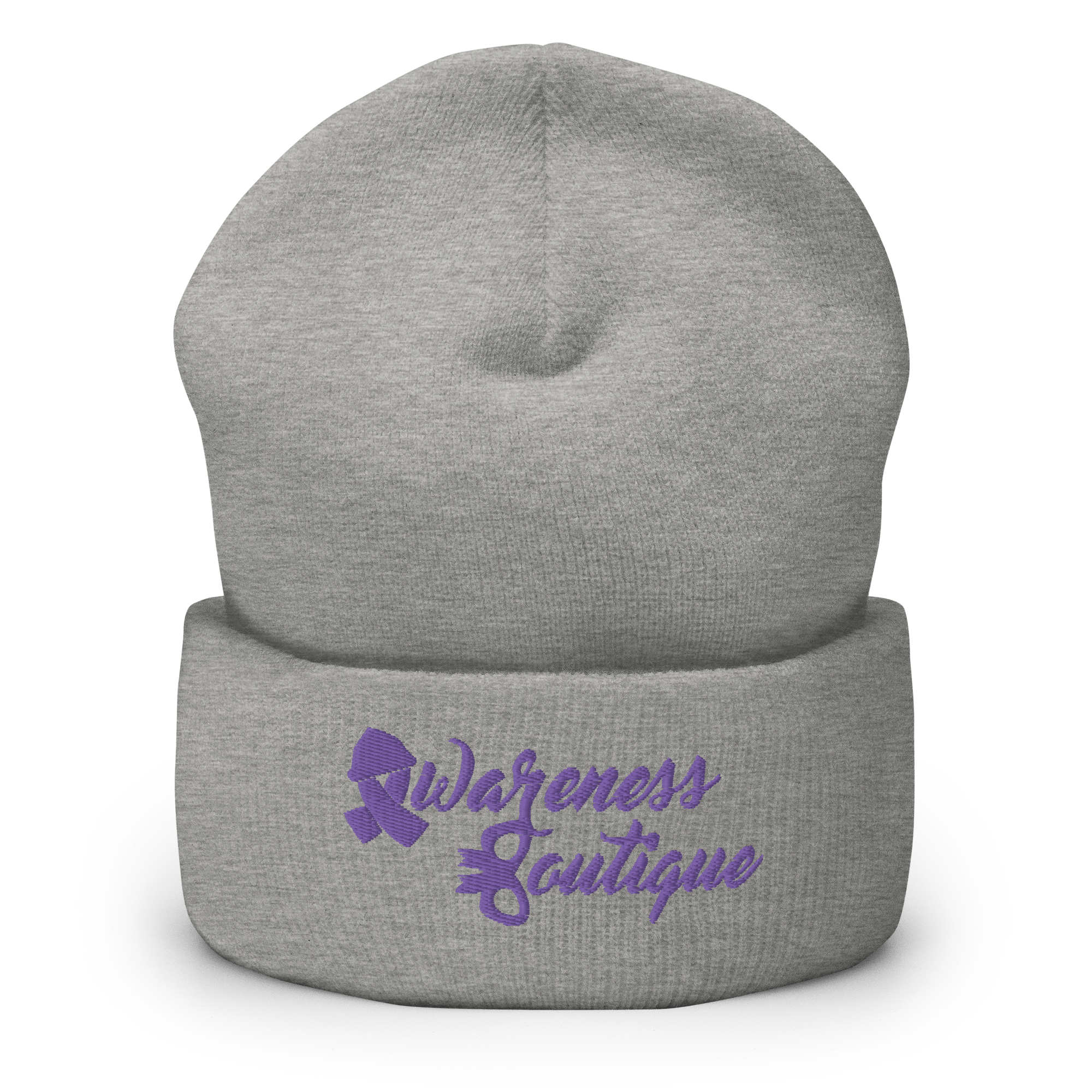 Purple Ribbon Cuffed Beanie - Awareness Boutique
