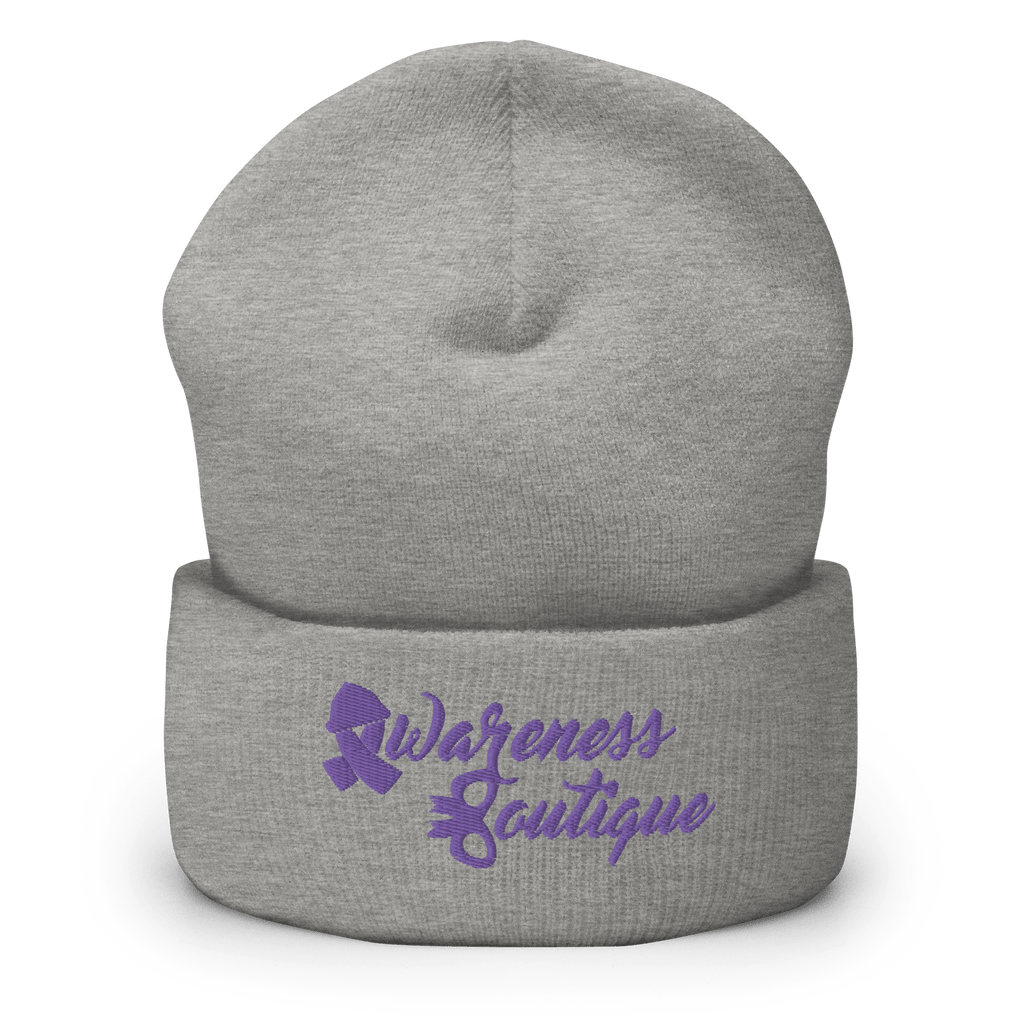 Purple Ribbon Cuffed Beanie - Awareness Boutique