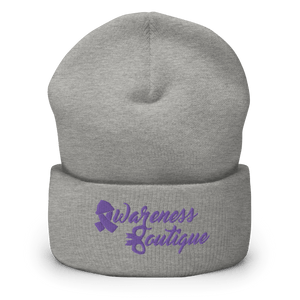Purple Ribbon Cuffed Beanie - Awareness Boutique