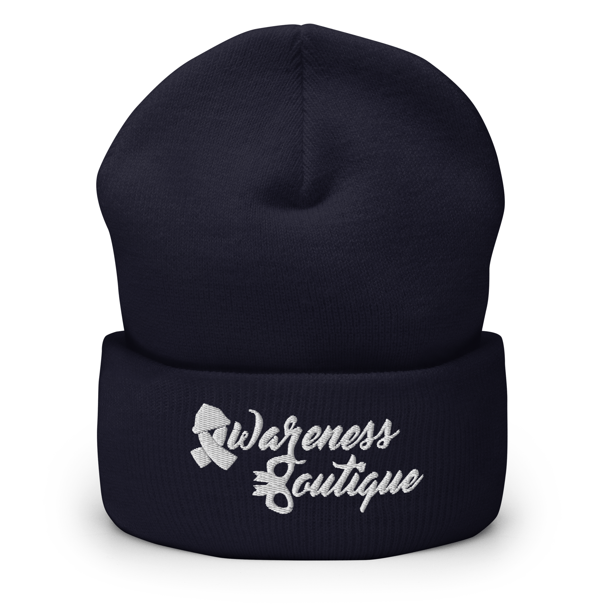 White Ribbon Cuffed Beanie - Awareness Boutique