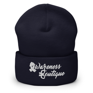 White Ribbon Cuffed Beanie - Awareness Boutique