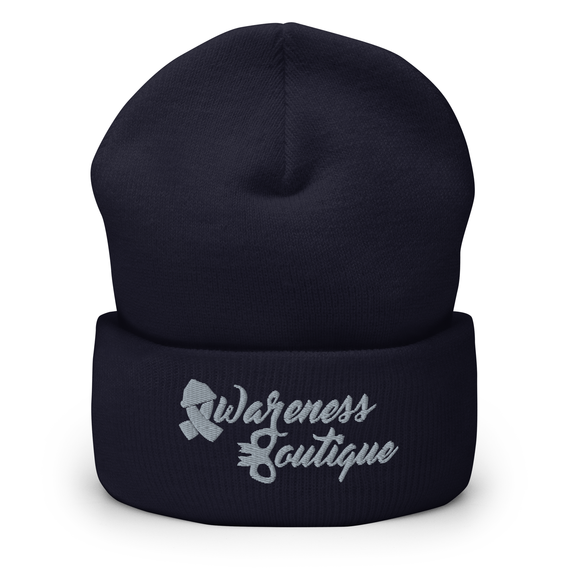 Grey Ribbon Cuffed Beanie - Awareness Boutique