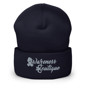 Grey Ribbon Cuffed Beanie - Awareness Boutique