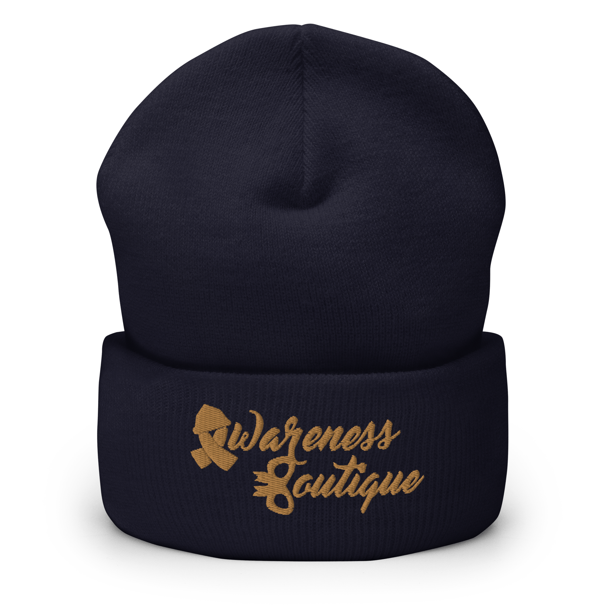 Gold Ribbon Cuffed Beanie - Awareness Boutique