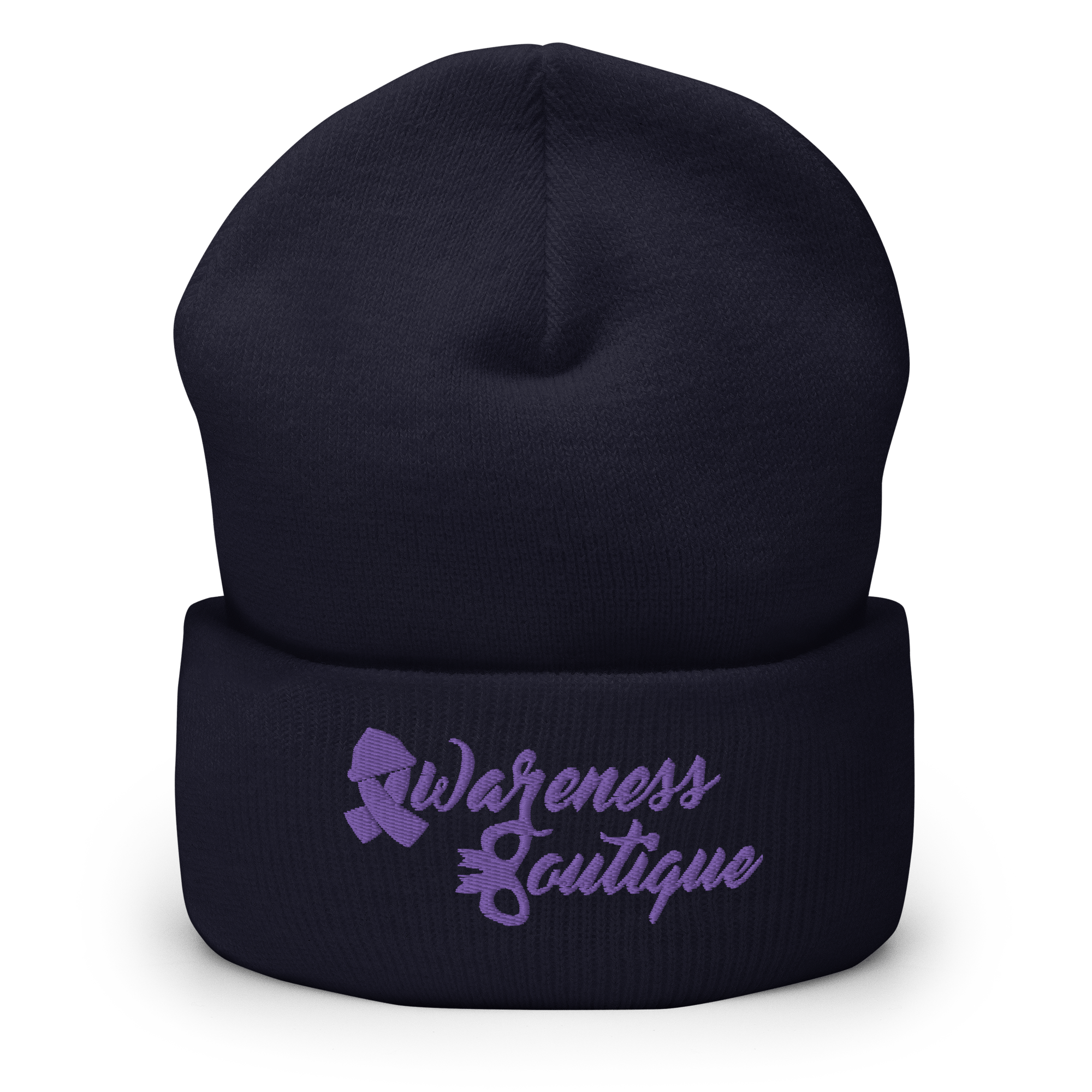 Purple Ribbon Cuffed Beanie - Awareness Boutique