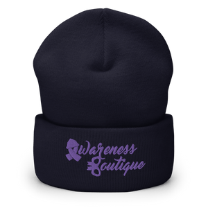 Purple Ribbon Cuffed Beanie - Awareness Boutique