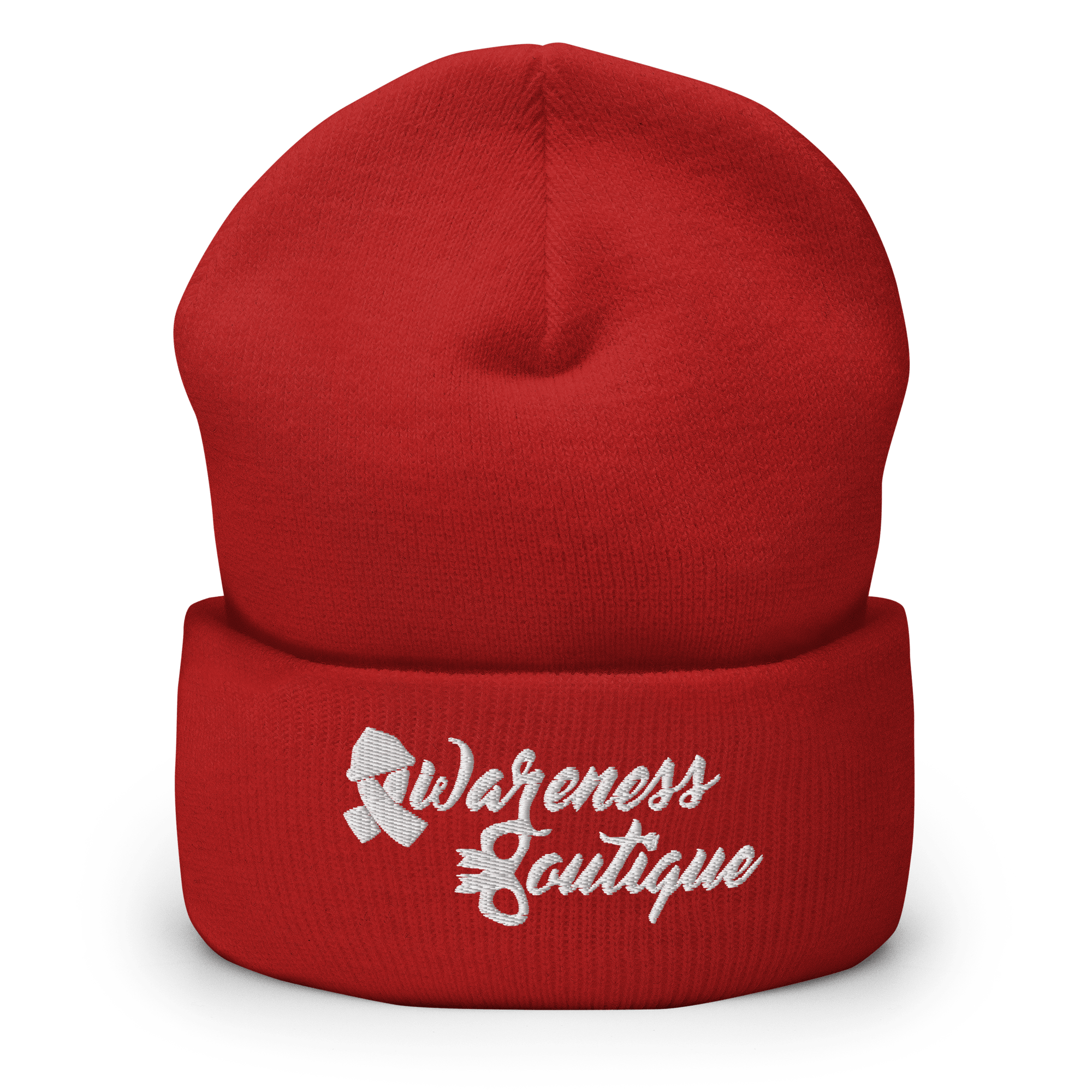 White Ribbon Cuffed Beanie - Awareness Boutique