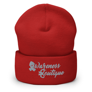 Grey Ribbon Cuffed Beanie - Awareness Boutique