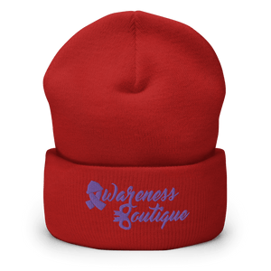 Purple Ribbon Cuffed Beanie - Awareness Boutique