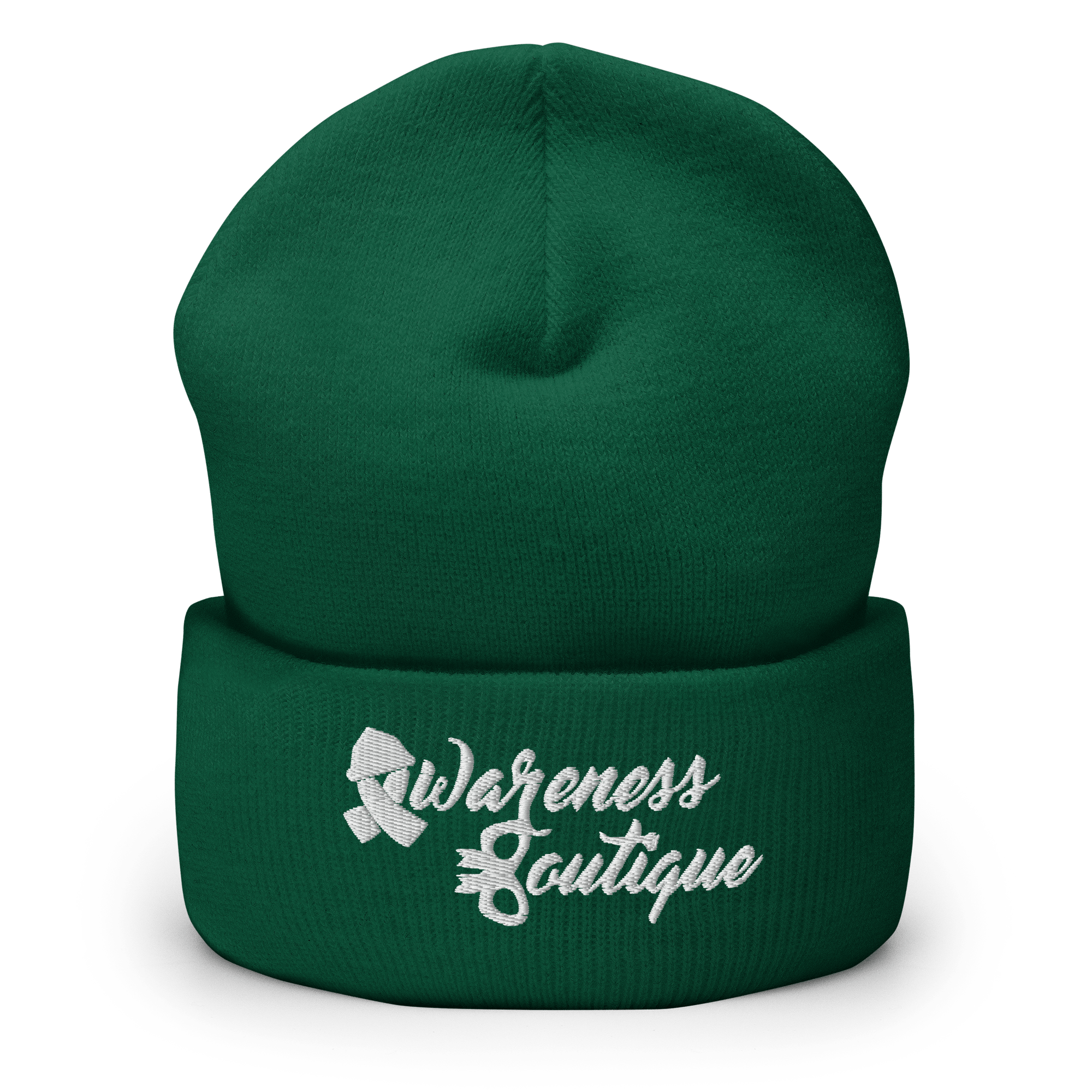 White Ribbon Cuffed Beanie - Awareness Boutique