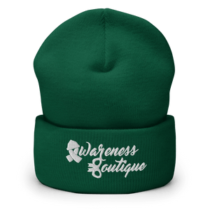 White Ribbon Cuffed Beanie - Awareness Boutique