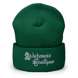Grey Ribbon Cuffed Beanie - Awareness Boutique
