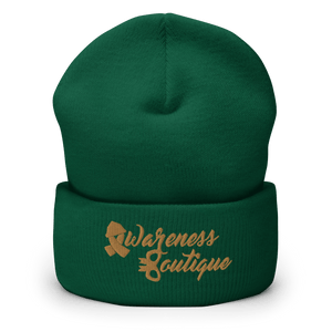 Gold Ribbon Cuffed Beanie - Awareness Boutique