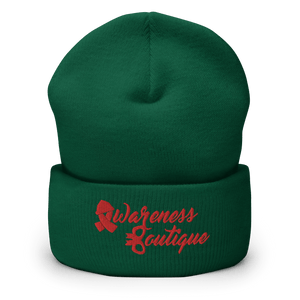 Red Ribbon Cuffed Beanie - Awareness Boutique