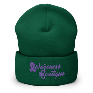 Purple Ribbon Cuffed Beanie - Awareness Boutique