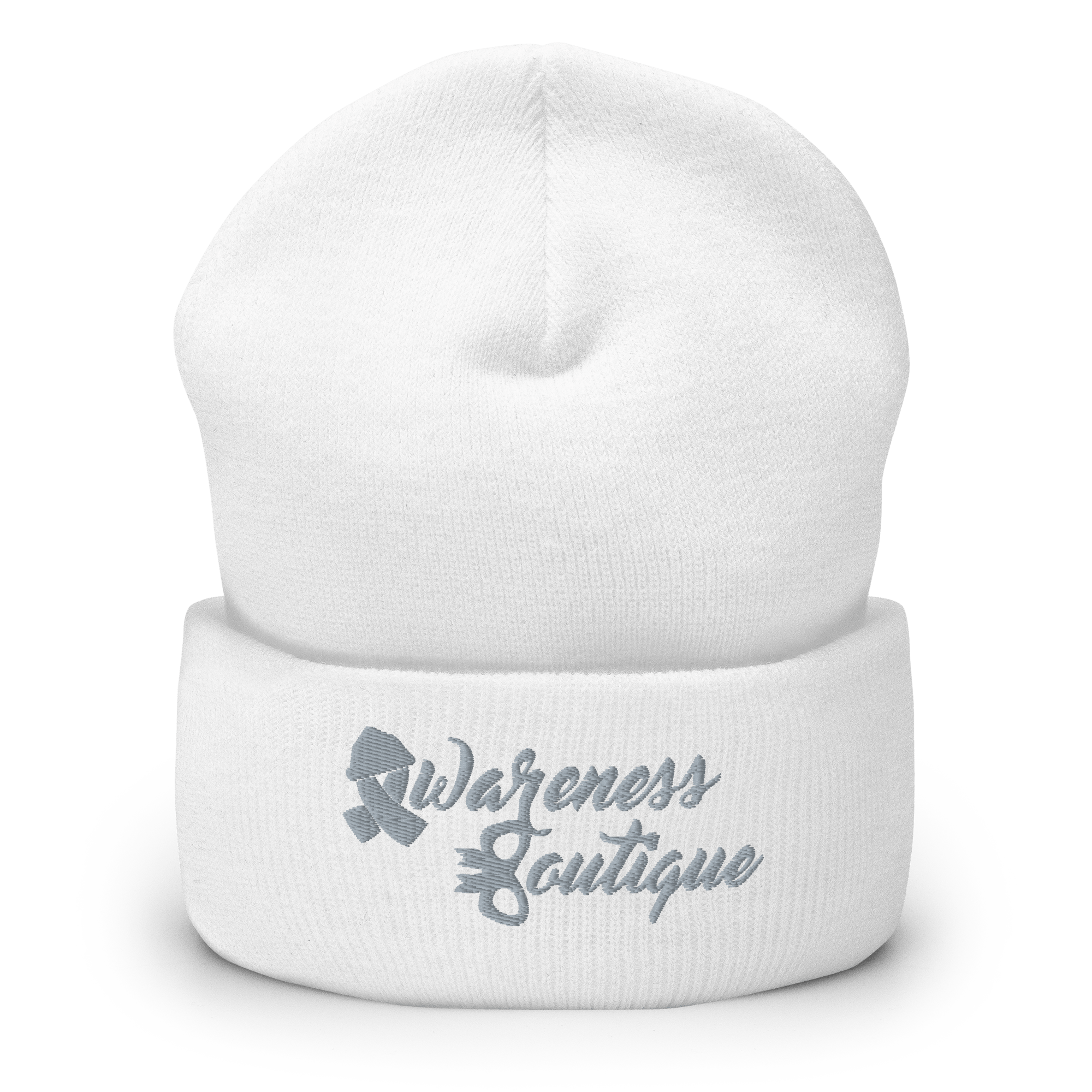 Grey Ribbon Cuffed Beanie - Awareness Boutique