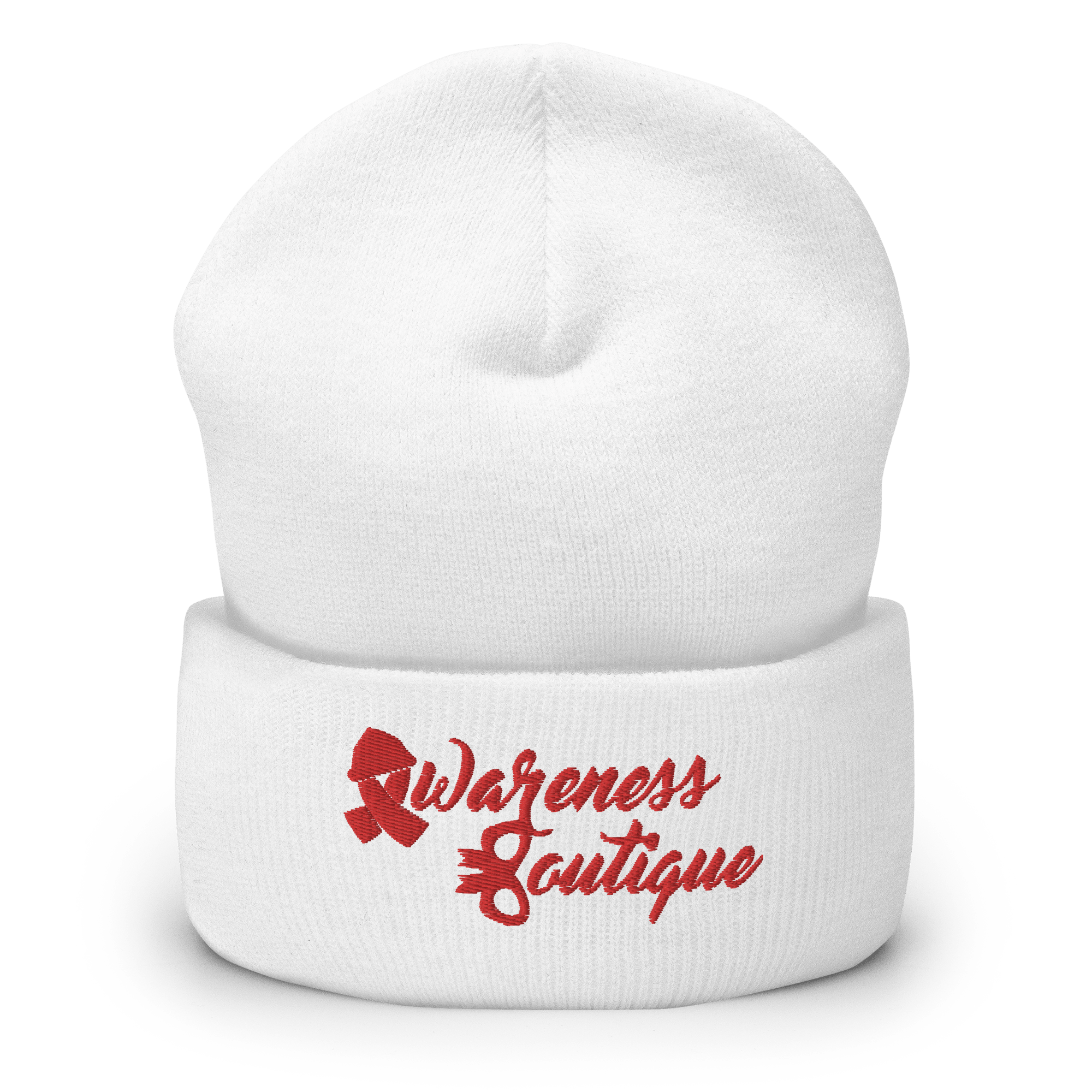 Red Ribbon Cuffed Beanie - Awareness Boutique