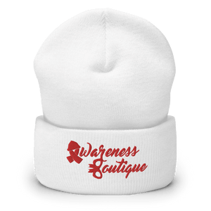 Red Ribbon Cuffed Beanie - Awareness Boutique