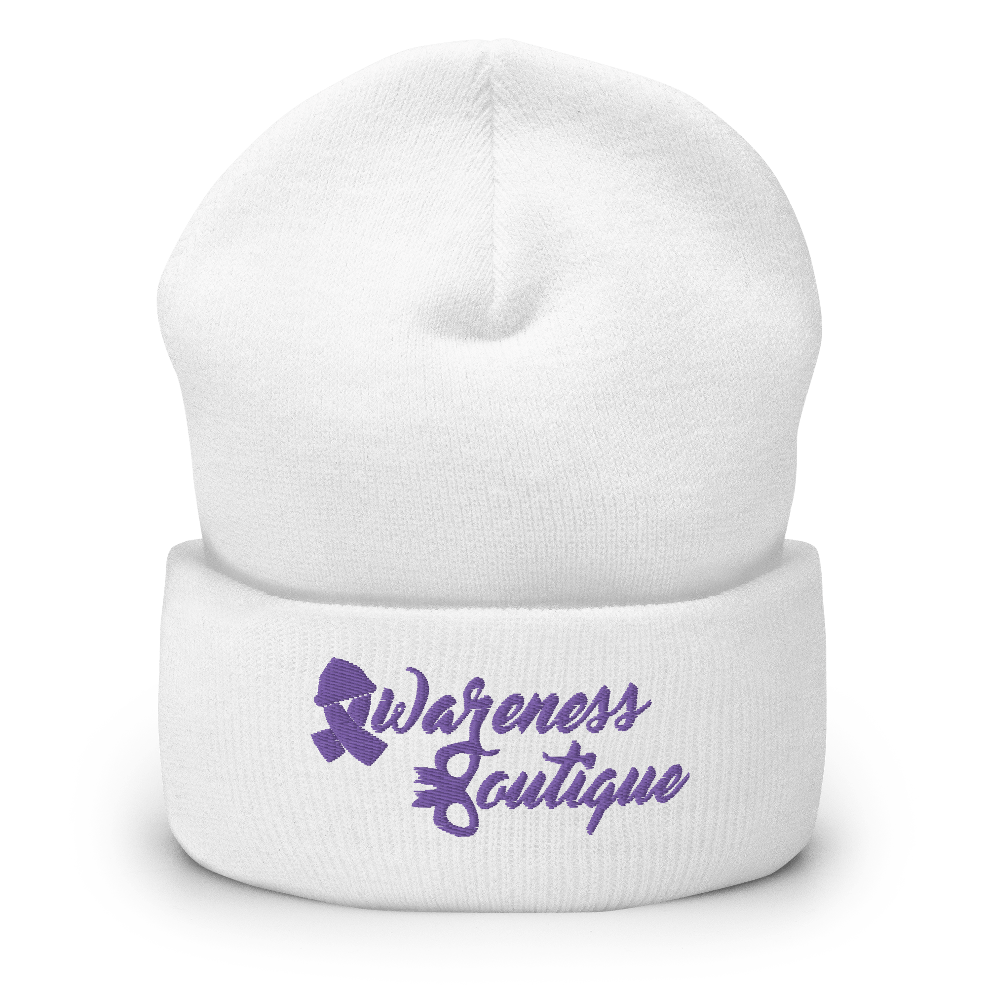 Purple Ribbon Cuffed Beanie - Awareness Boutique