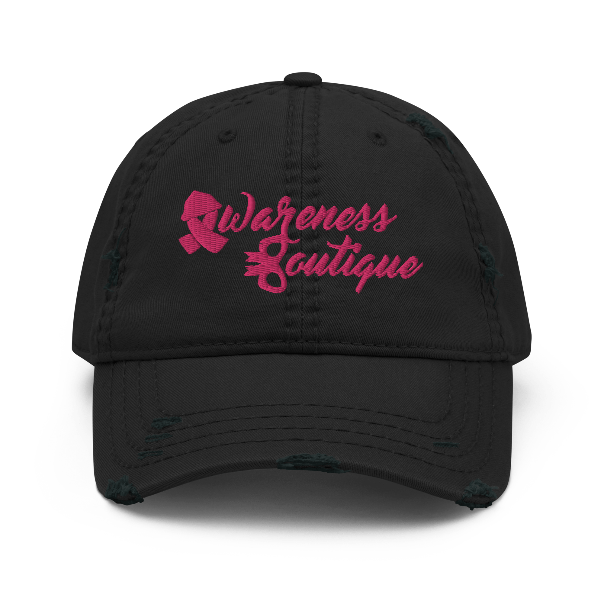 Pink Ribbon Distressed Dad Hat - Awareness Boutique